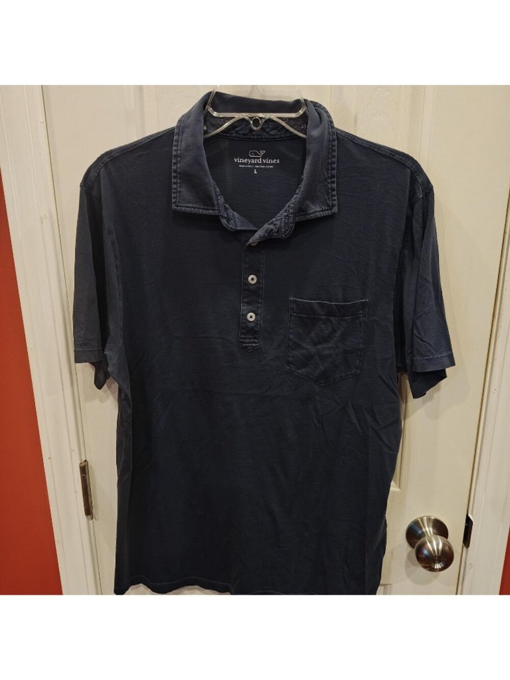 Vineyard Vines Polo Shirt Mens Large Blue Short Sleeve Pima Cotton Pocket Jersey
